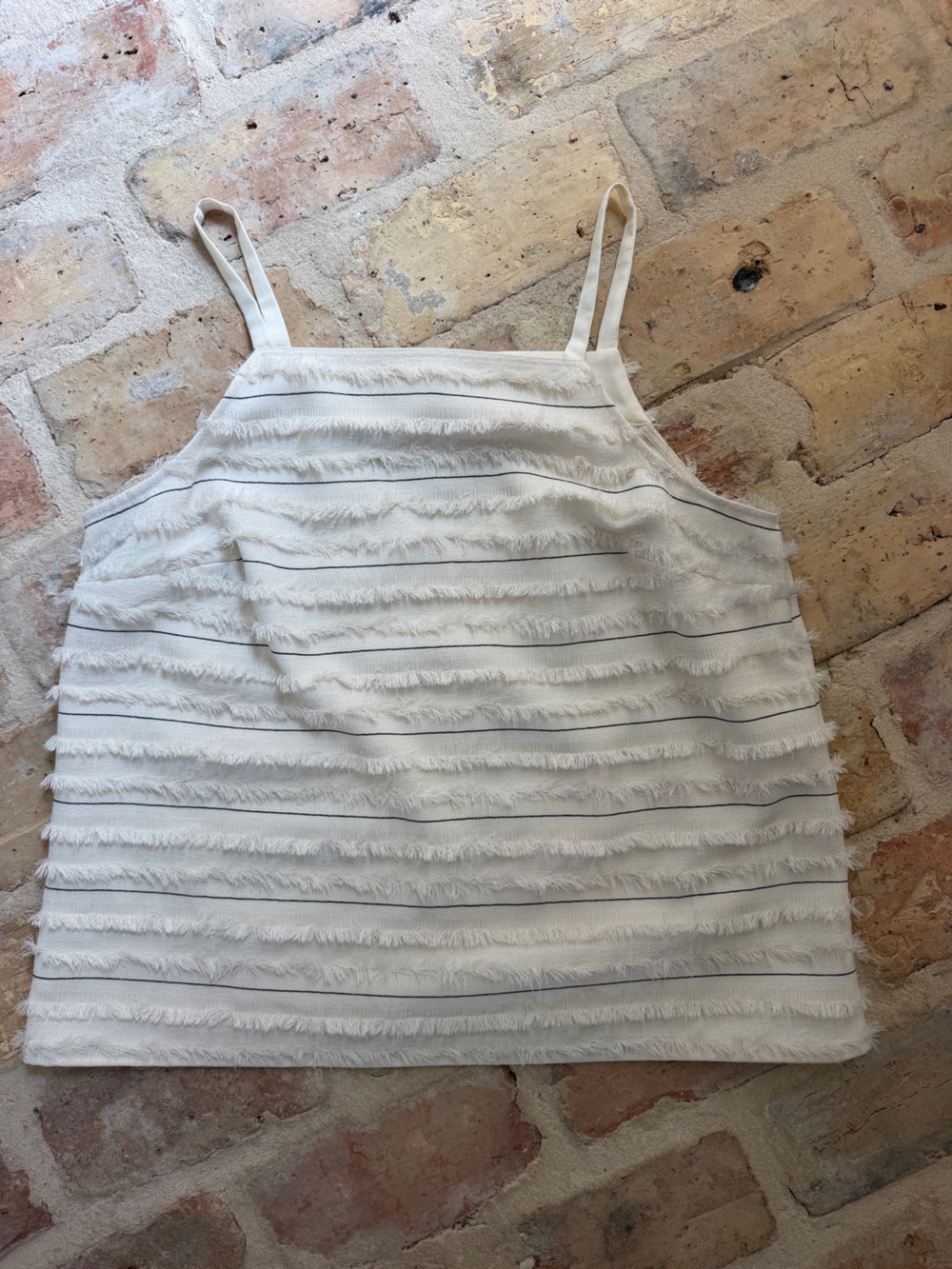 Maeve Cream Fringe Stripe Cami
